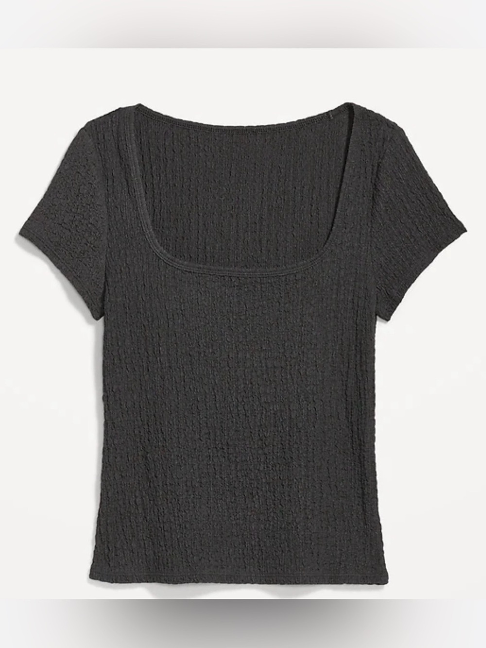 Old Navy Short-Sleeve Square-Neck Textured Tee, Dark Charcoal, Size XL